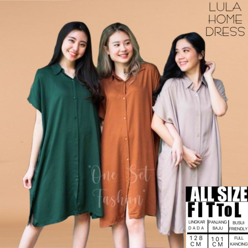 Daster Polos Rayon Full Kancing Busui Viral|Lula Home Dress