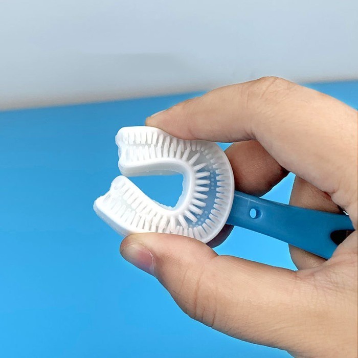 Sikat Gigi Silikon Anak bayi Bentuk U 360°- Toothbrush Baby Silicon - Biru