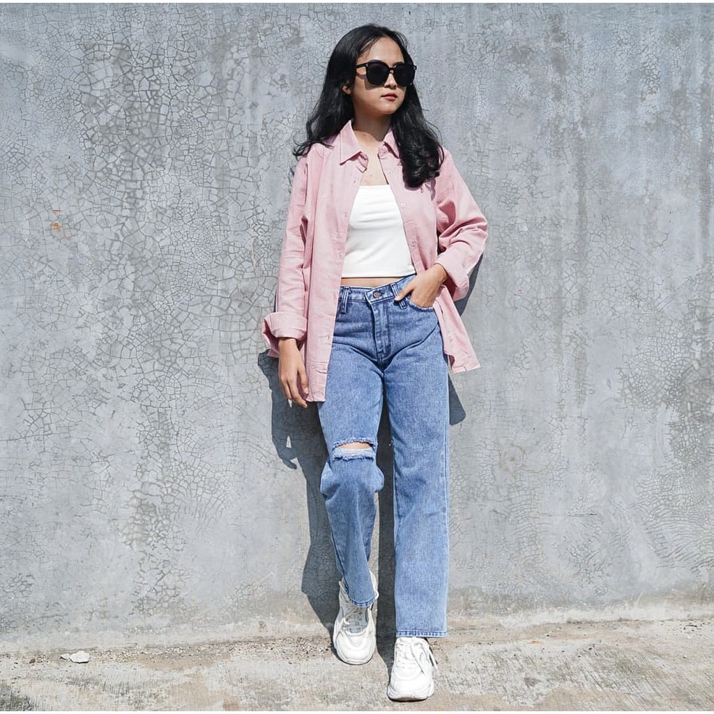 BEFAST - ZFS OOTD Wanita Jeans MINYE / JENIFER RIPPED LOOSE JEANS / Jeans Perempuan / Bawahan Jeans Ripped / Celana Denim Wanita Remaja / Celana Panjang Jeans Robek / OOTD Wanita Remaja Keluaran Terbaru 2022 / Termurah / Terlaris