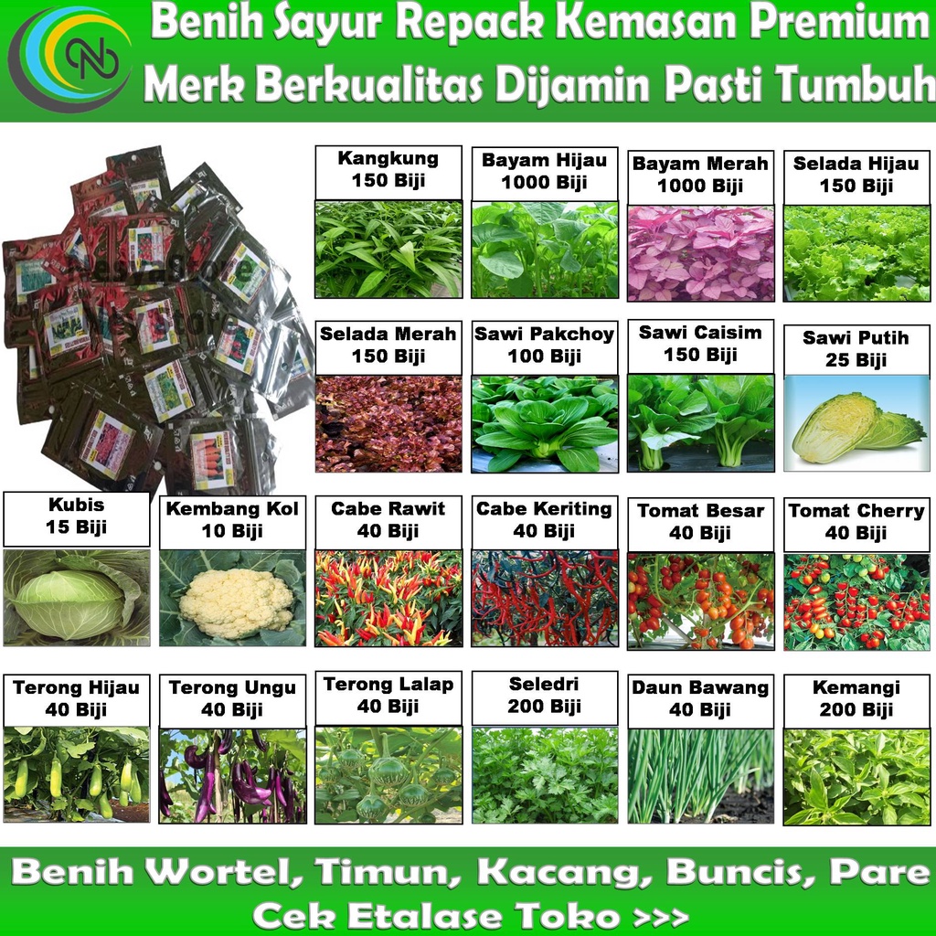 Benih Bibit Sayur Kangkung Bayam Selada Sawi Kubis Kol Cabe Cabai Tomat