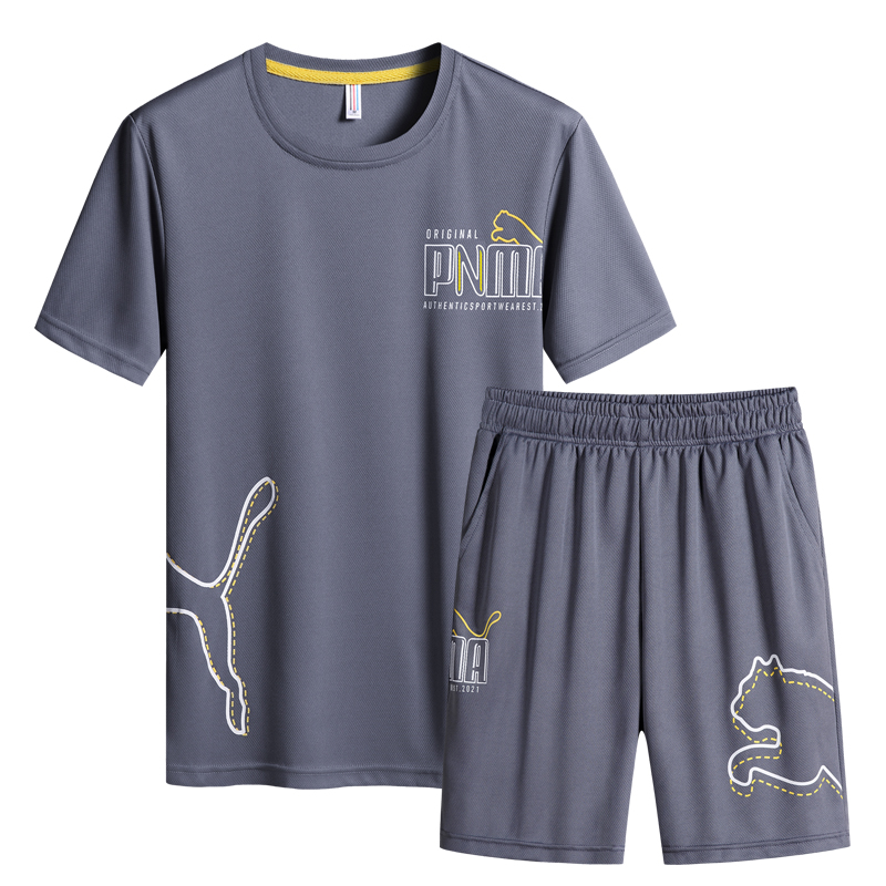 Baju Olah Pria Men's Sport Set Vest Shirt Shorts Set Kaos Round Neck &amp; Celana Pendek Pria TZ20121