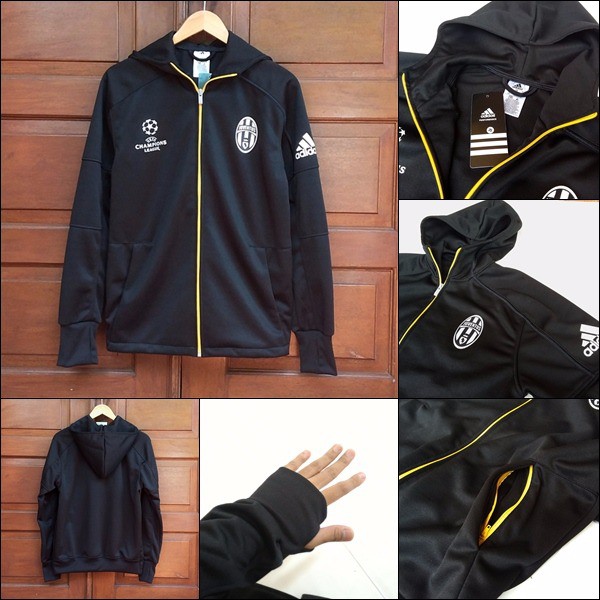 CUCI GUDANG Jaket GO / Grade Ori JUVENTUS ZNE UCL Black 2016/2017 TERLARIS