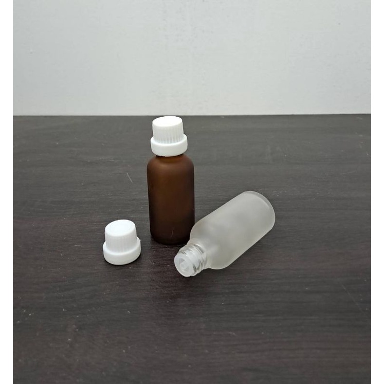 botol kaca 30ml doff tutup filler putih / botol essential oil 30ml