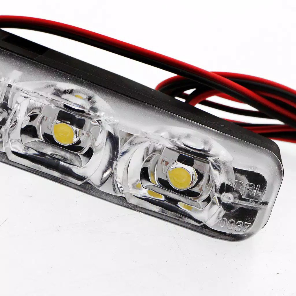 Lampu DRL Mobil Led Putih 6 Mata Waterproof 2Pcs Sepasang