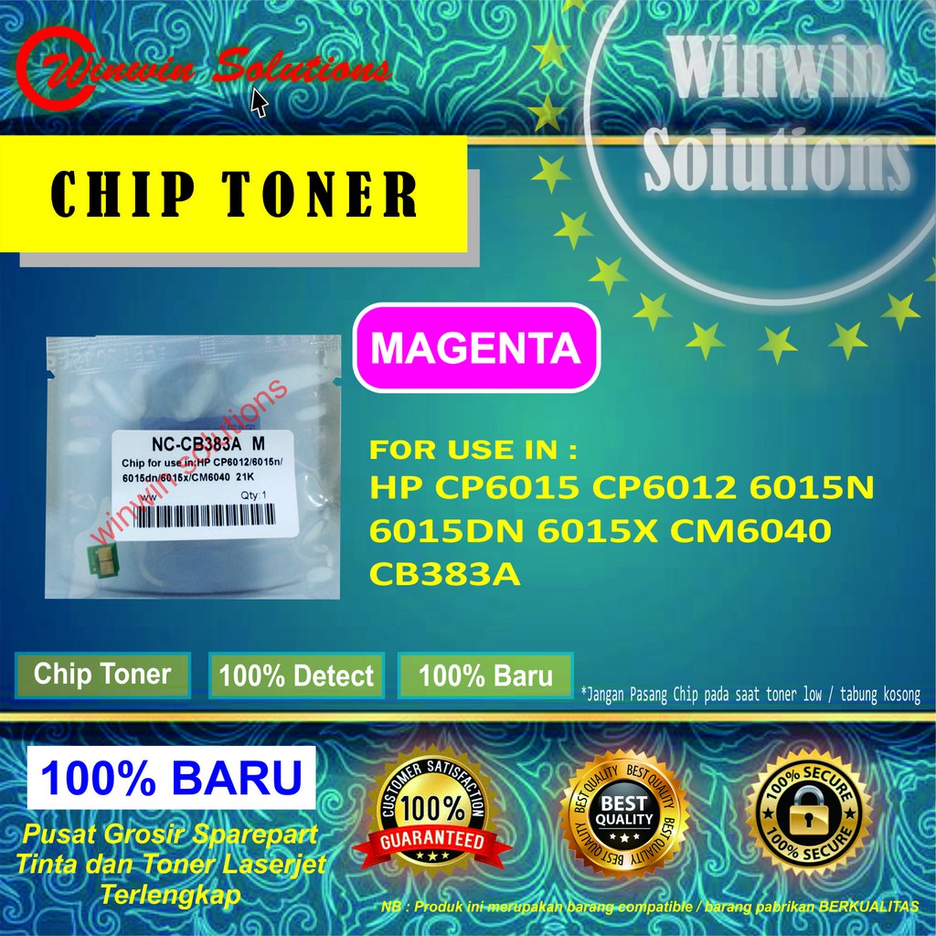 CHIP TONER HP CP6015 CP6012 6015N 6015DN 6015X CM6040 CB383A MAGENTA