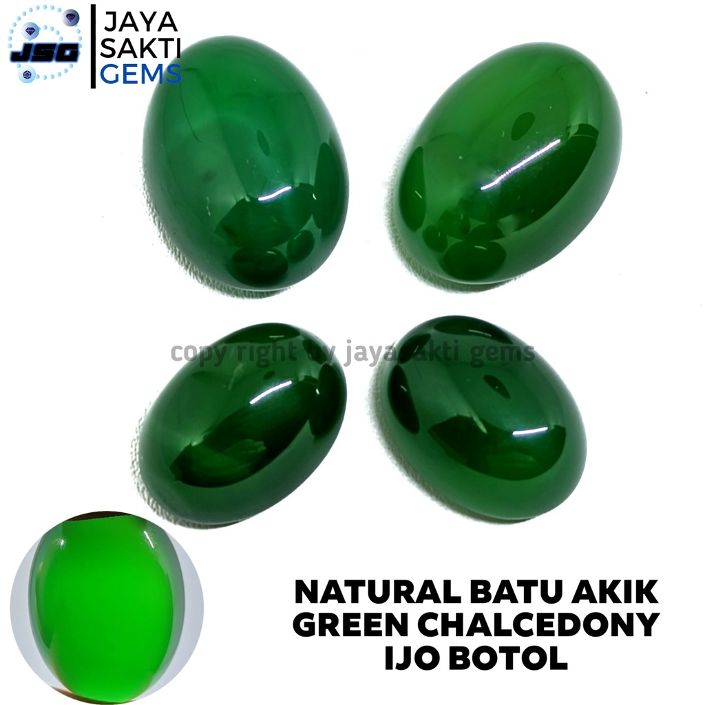 Natural Batu Akik Green Chalcedony Ijo Botol