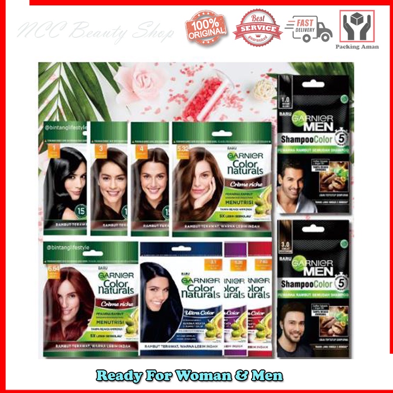 * NCC * GARNIER Semir Rambut Express Hair Color Naturals Tanpa Reaksi Amonia Saset - Kemasan Sachet