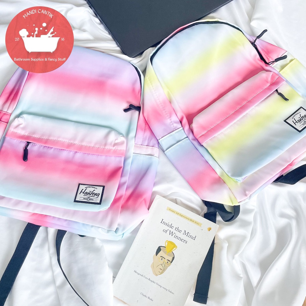 TAS RANSEL GRADASI WATER PROOF ANTI AIR OMBRE NEW GENERATION BACKPACK FASHION LUCU IMUT TAHAN AIR HU