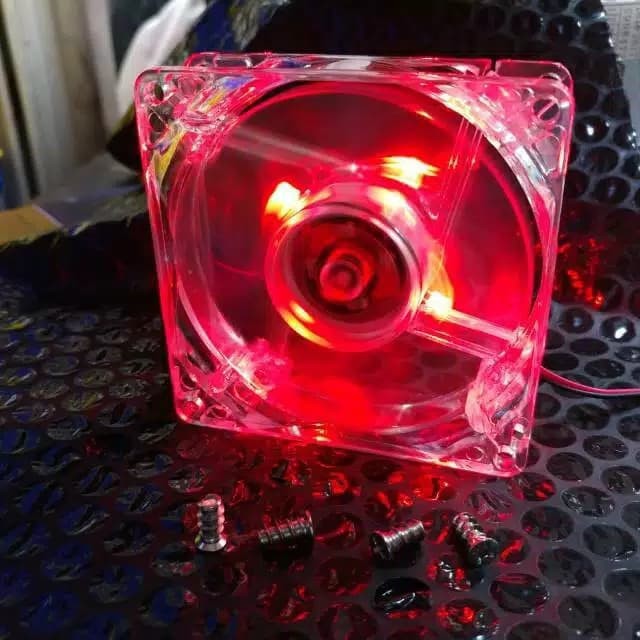 Fan Casing 8cm Transparan LED - Fan Case 8 cm Kipas Pendingin Komputer CPU