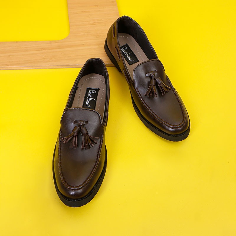 PORTO BROWN |MNM x GIANT FLAMES| Sepatu Loafers Pria Formal / Kantor ORI