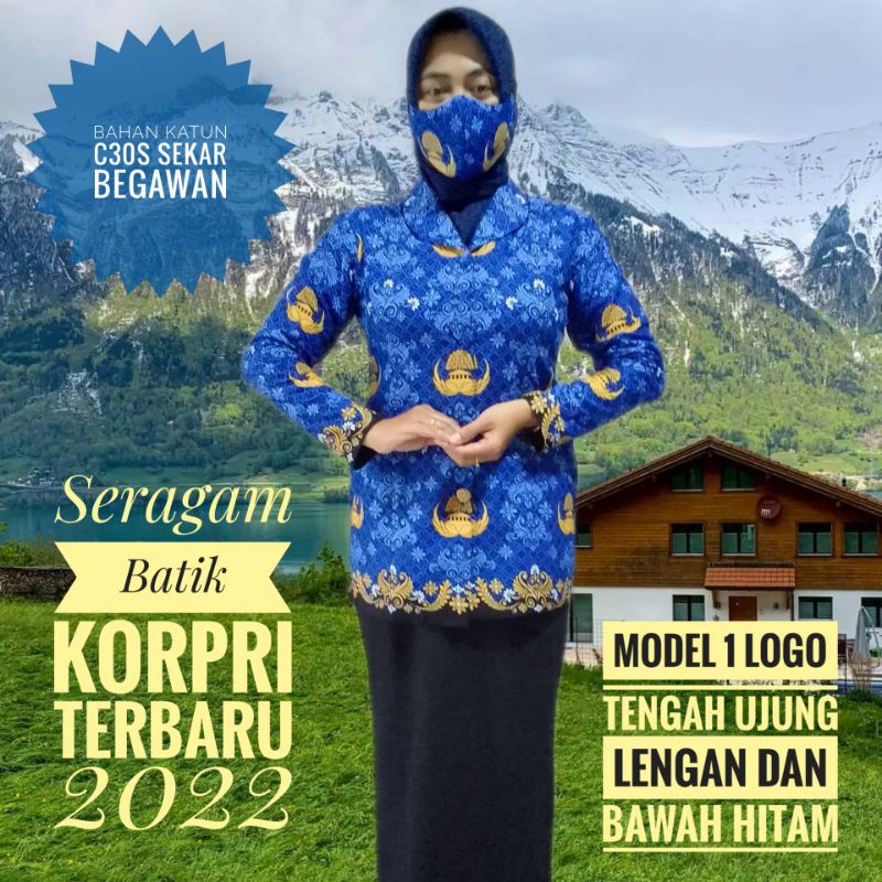 Baju Batik korpri Cewek Premium terbaru 2022 katun sekar begawan C40s harga grosir an