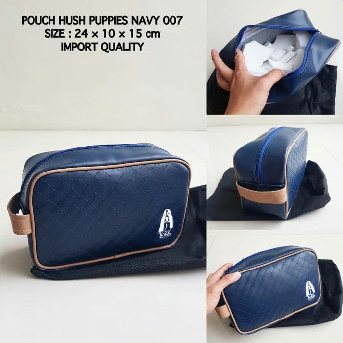 POUCH HUSH PUPPIES NAVY 007 TAS COWOK PRIA IMPORT