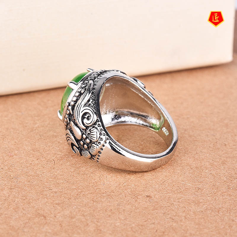 [Ready Stock]Retro Featured Moonstone Ring Inlaid with Opal