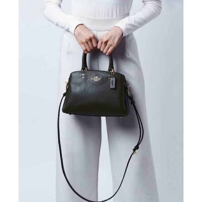 91146 Coach Mini Lillie Carryall Leather Black/tas coach ori