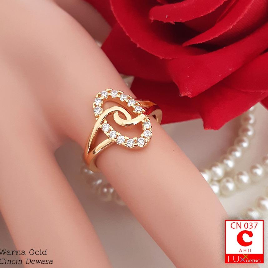 Vnd31au22ᴴ ▫ CN 037 Cincin Wanita Cantik Perhiasan Emas Imitasi Lapis EmasCincin Luxx Xuping