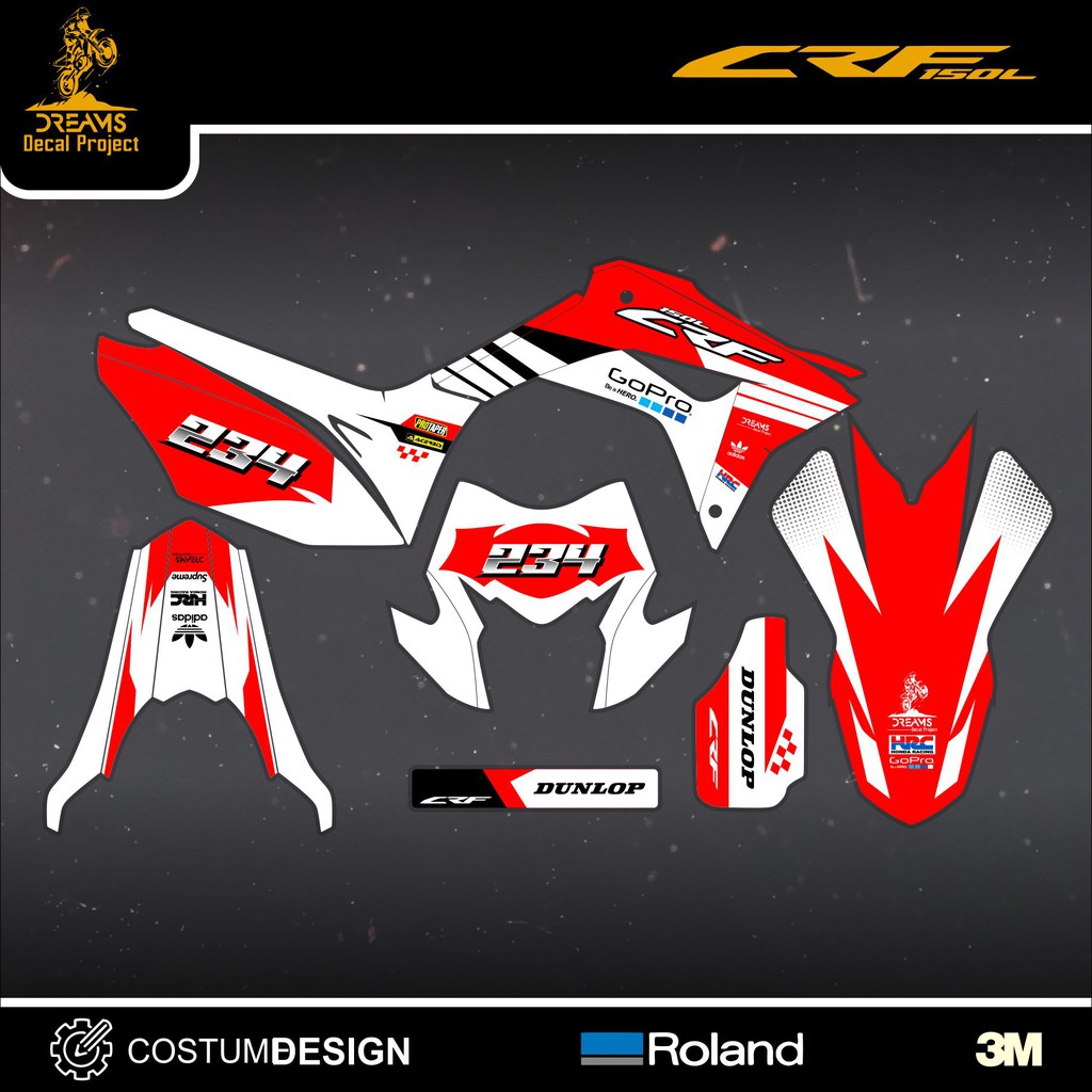 Decal CRF 150 L  White Red