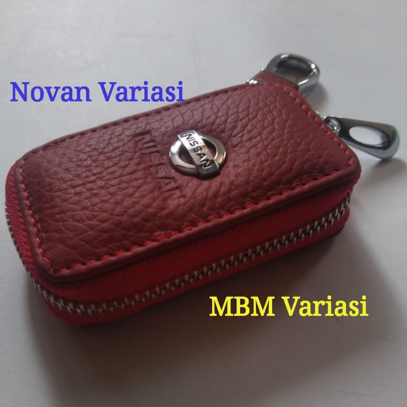 Dompet STNK Mobil Gantungan Kunci Logo Nissan Merah