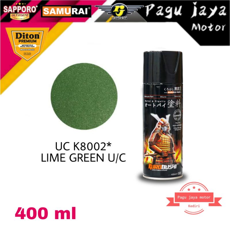 samurai paint UC K8002* lime green U/C cat semprot spray pilok pilox pylox