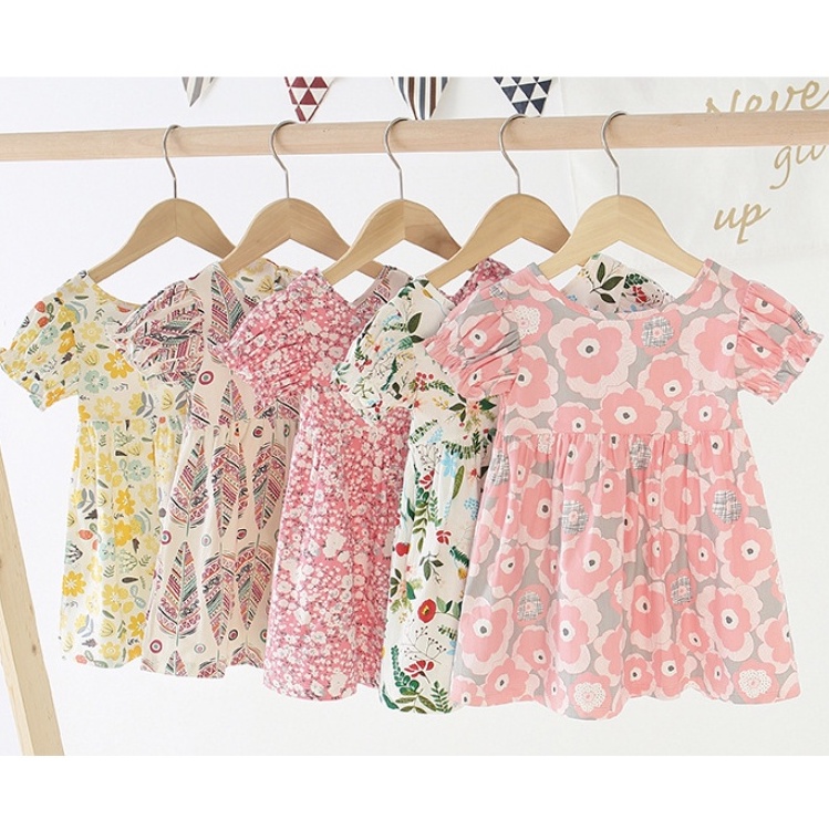 babyfit SWEET JOY 100% [2-7thn] katun baju dress korea anak perempuan lengan puff import jx-0828r