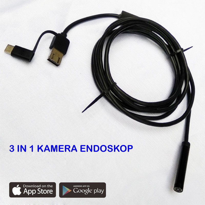 3 IN 1 KAMERA ENDOSCOPE RESOLUSI 720P KAMERA SELANG 2 METER KAMERA OTG KAMERA MINI