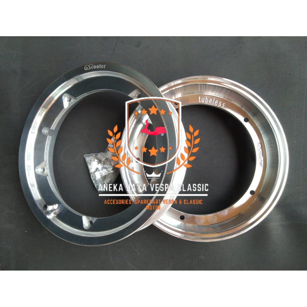 Velg Vespa Classic GScooter Tipe UNO Polish Ring 10 Vespa PX Excel