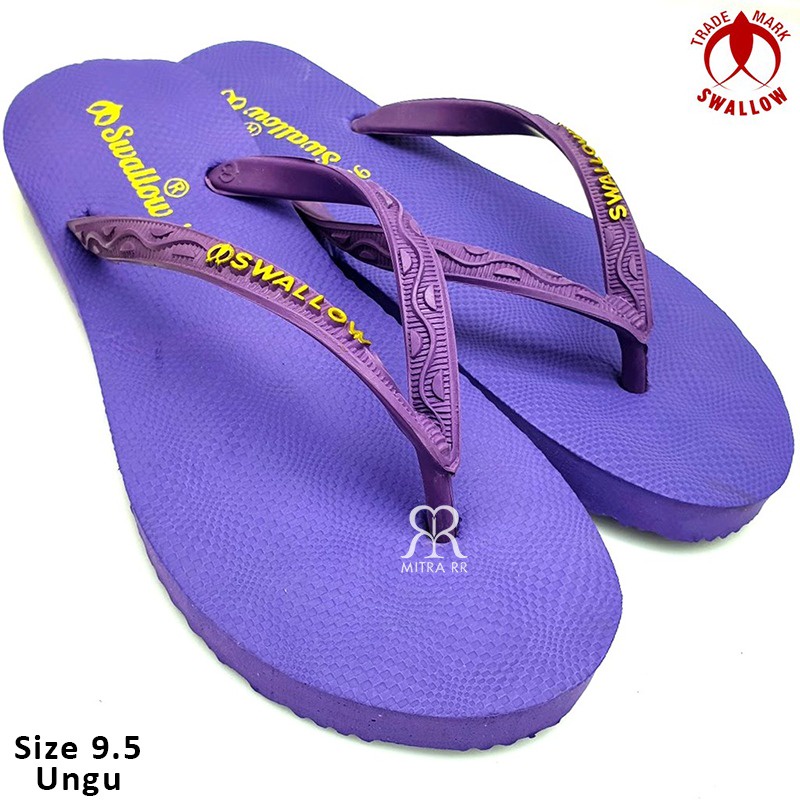 Sandal Jepit Swallow Nice Warna Sendal Karet Asli Wanita / Tali Jepit Sandal Serampat-Ungu 9,5