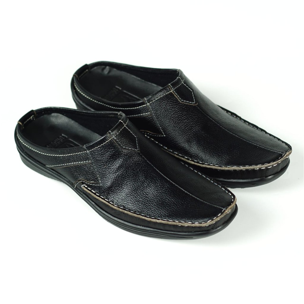 Sandal Slop Bustong Pria Kulit Asli Rajut Moccasin Fordza AR03