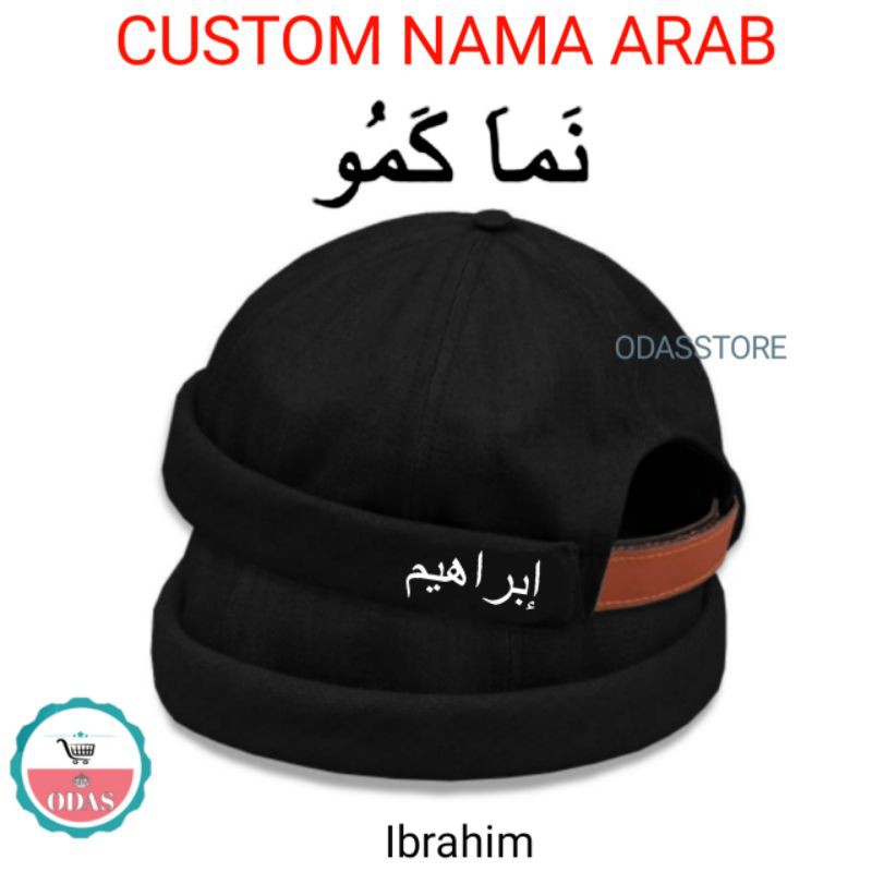 Custom Bordir nama Arab peci anak &amp; dewasa Peci UAS topi mika hat Premium