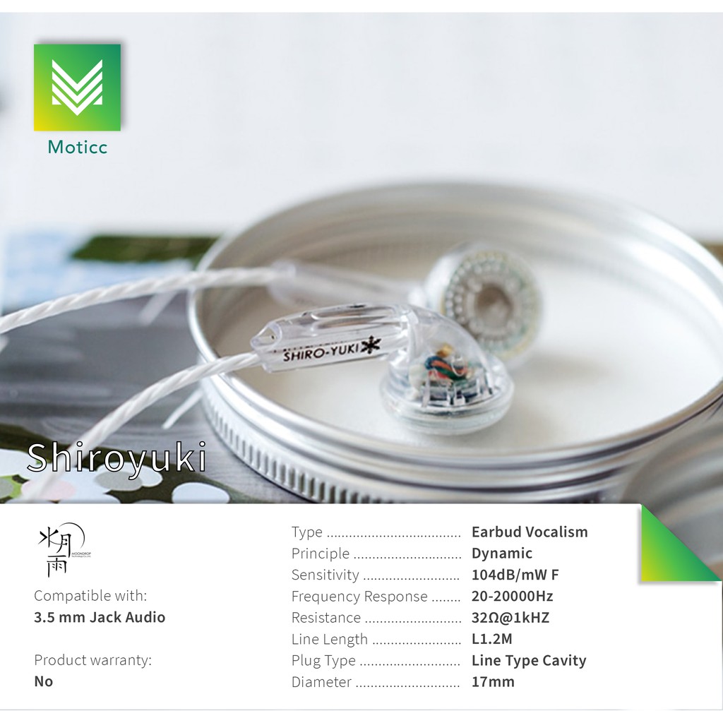 EARBUD MOONDROP SHIRO YUKI SNOW LOTUS CLEAR HOUSING MX500 SHIROYUKI