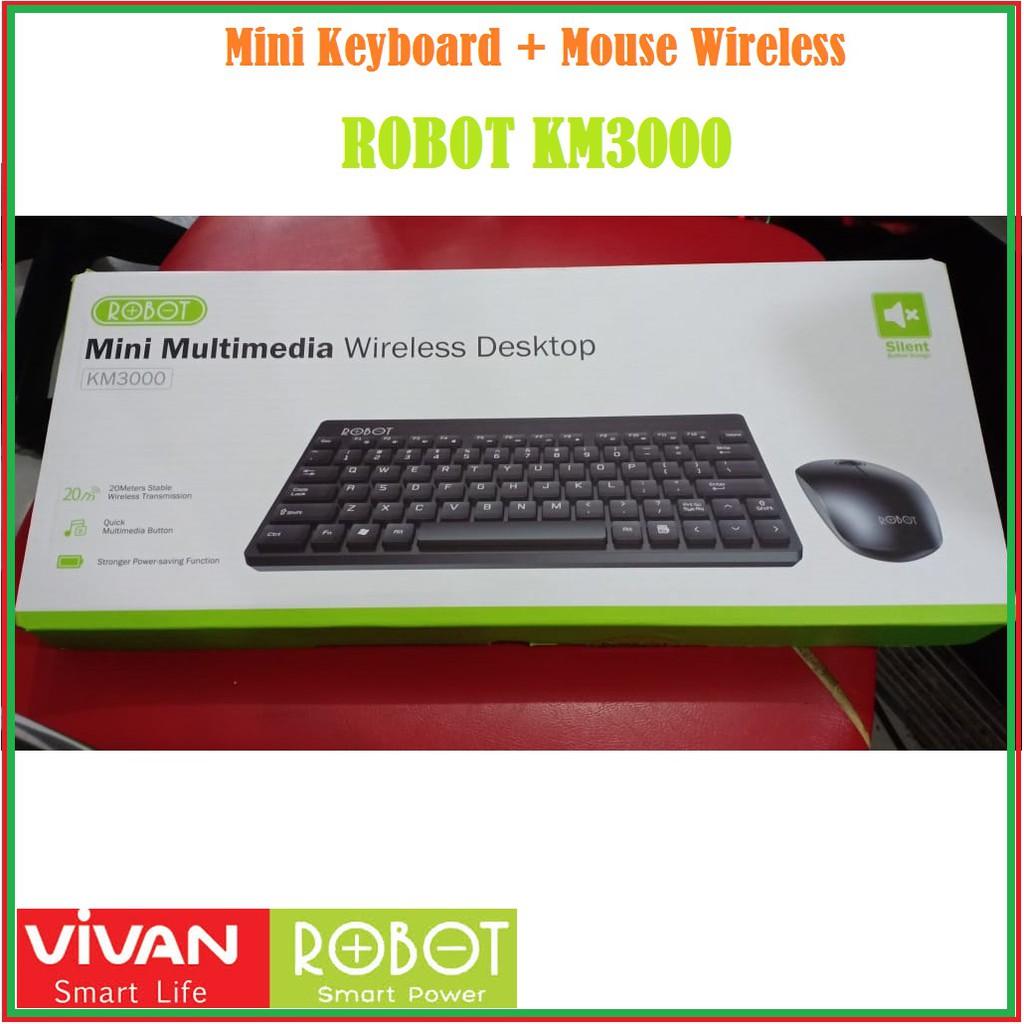 Robot KM3000 Portable Mini Wireless Keyboard &amp; Mouse Combo