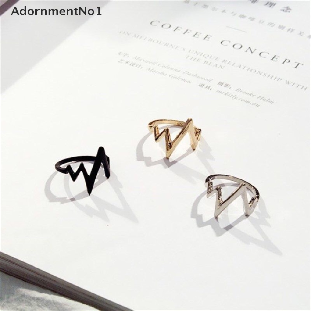 [AdornmentNo1] Punk Style Curved Lightning Ring Couple Type ECG Ring Men and Women Jewelry [new]