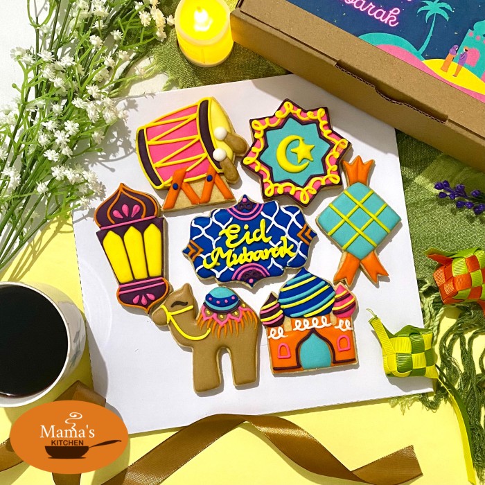

PAKET ISI 20 Cookies icing kukis hias lebaran eid mubarak idul fitri ramadhan hampers parcel