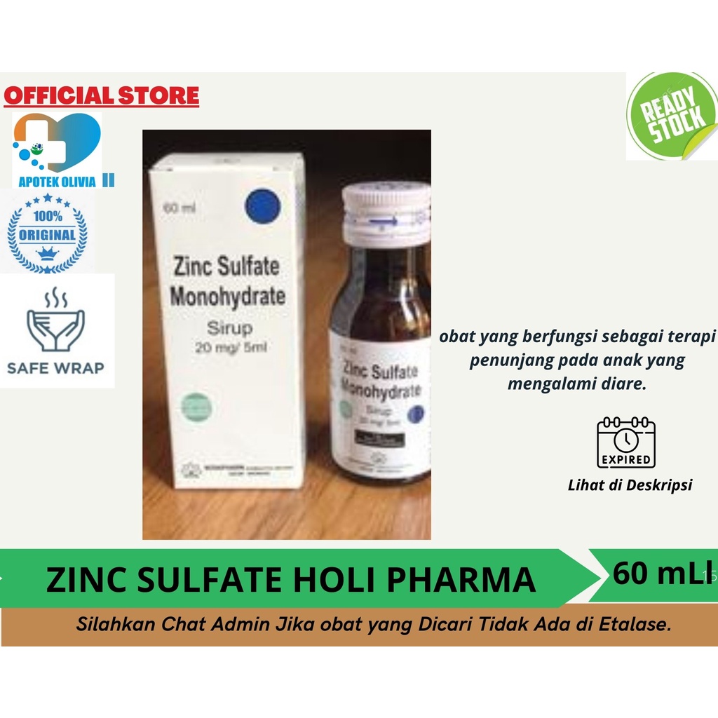 Jual ZINC Sulfate Sirup 60 ML HOLI PHARMA Shopee Indonesia