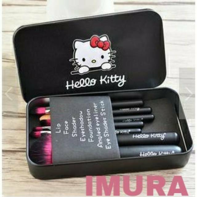 IMURA | Kuas Kosmetik set Hello Kitty (7pcs) Impor, Kuas Make Up