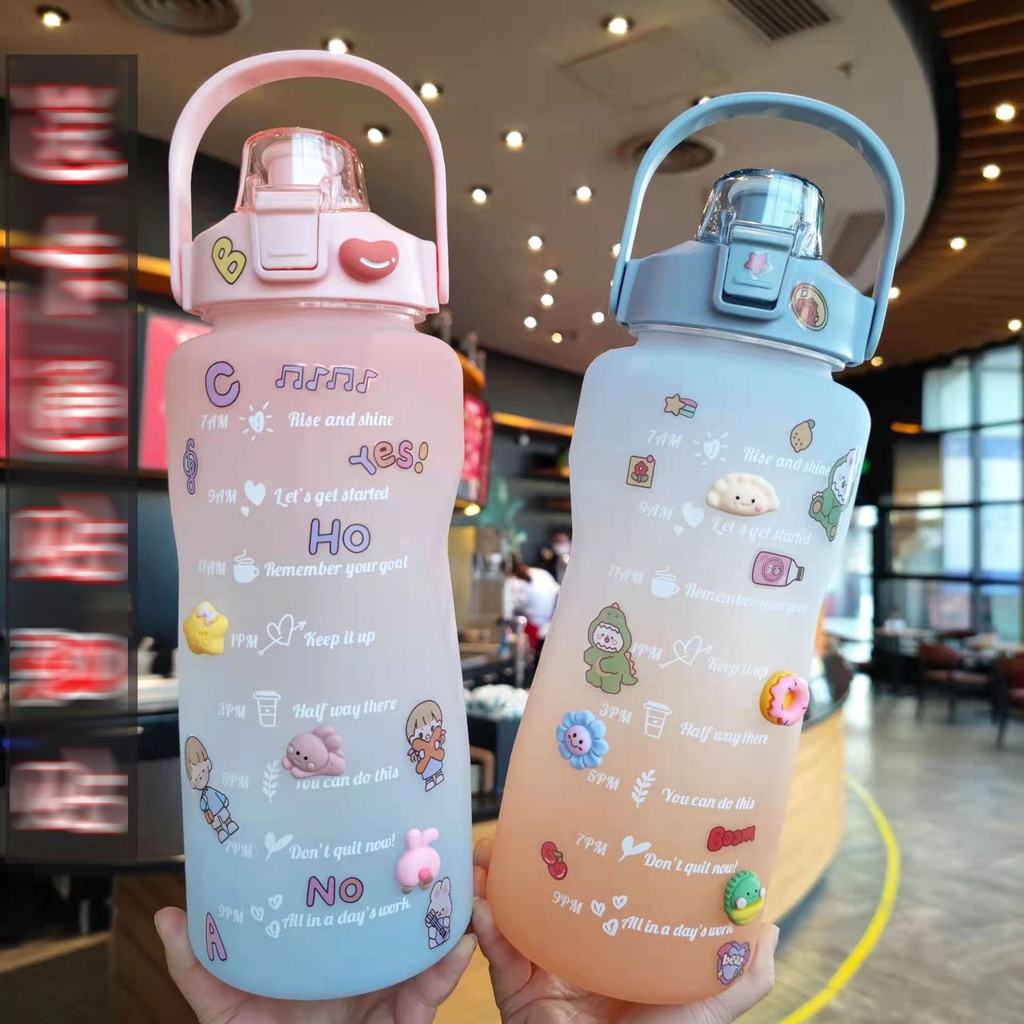 (COD) BOTOL MINUM MOTIVASI PENANDA WAKTU / QUITFIT BOTTLE - BOTOL MINUM 2 LITER