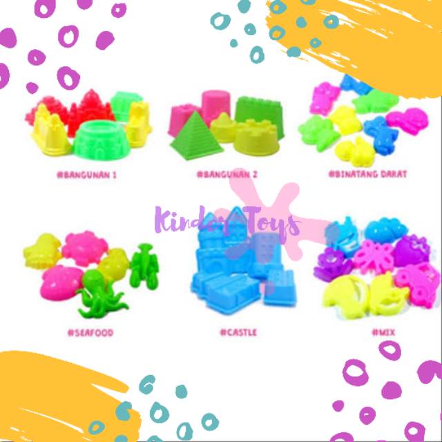 Set lengkap cetakan mainan pasir kinetik dan plastisin