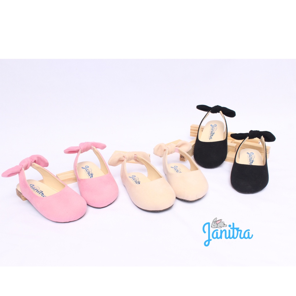 JANITRA sepatu balet anak 22-30 karet pita belakang dengan SOL KARET sepatu balet balita flatshoes JELITA