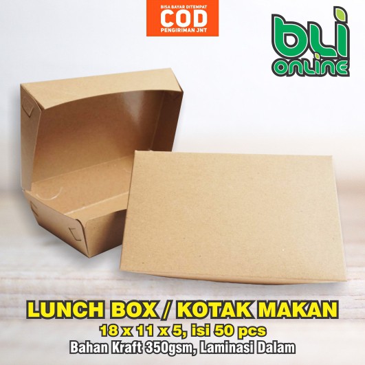 

Kotak Nasi 18 x 11 x 5 isi 50 pcs / Lunch Box Size L / Dus Makan / Kotak Makan / Take Away / Dus Snack