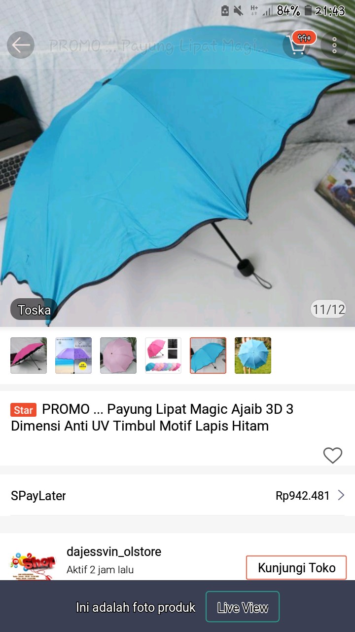 Promo ... Payung Lipat Magic Ajaib 3d 3 Dimensi Anti Uv Timbul Motif Lapis Hitam