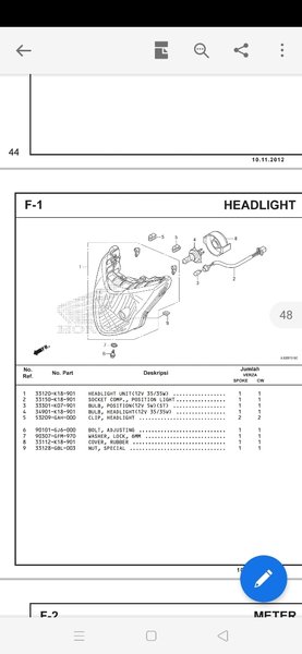 KARET TUTUP LAMPU DEPAN HONDA VERZA  K18
