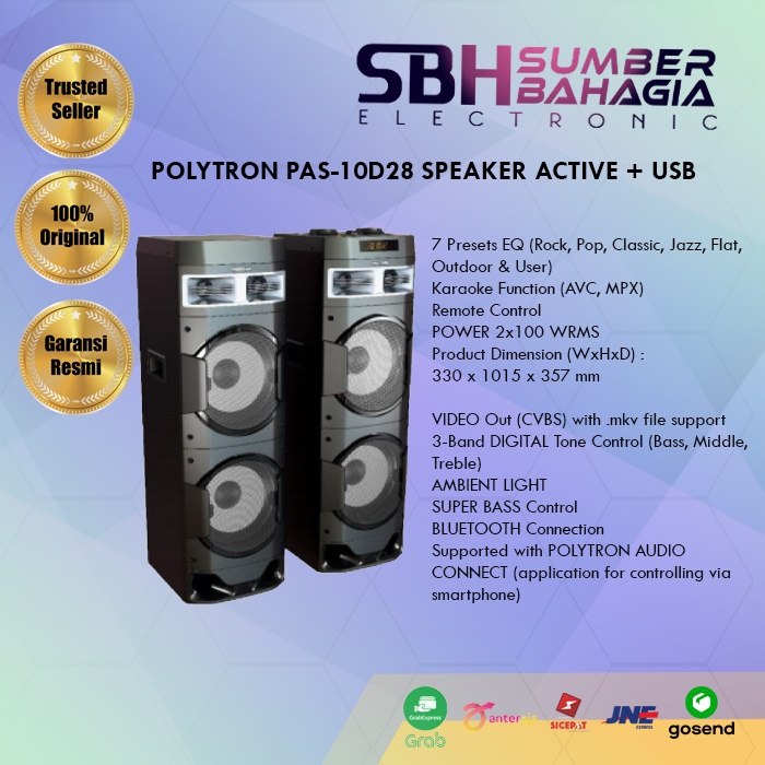 POLYTRON PAS-10D28 SPEAKER ACTIVE + USB (NEW) ( KHUSUS BANDUNG)