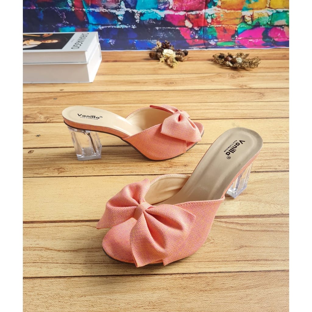 High heels kaca model pita terbaru. hak kaca model dasi pita wanita terbaru VN06