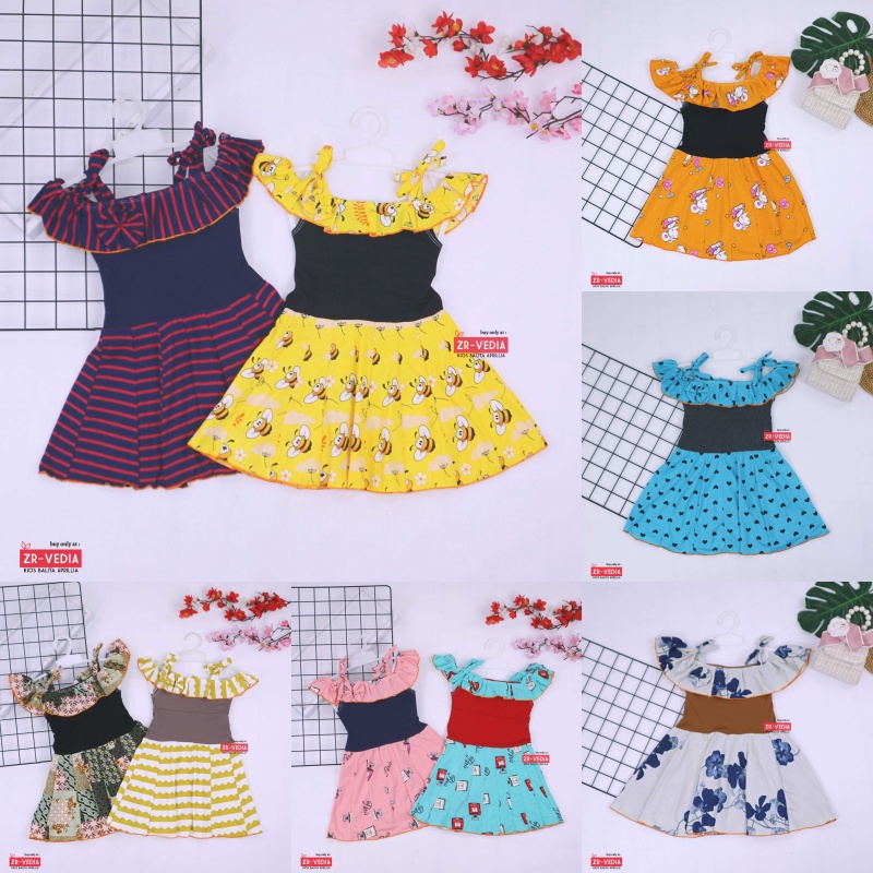 Dress Moza uk Bayi-4 Tahun / Dres Kensi Tanktop Baju Anak Perempuan Cewek Gaun Import Adem Murah