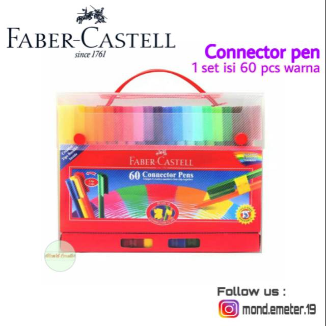 

Faber Castell Connector Pen isi 60 Warna - Spidol Berwarna Sambung - Pen Mewarnai/Menggambar Anak