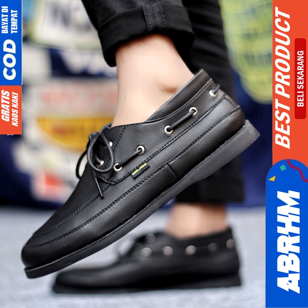 Sepatu Formal Pria Casual Kulit Syntetic Pantofel Hitam Kerja Kantor Kuliah Kondangan Keren Fashion Terbaru