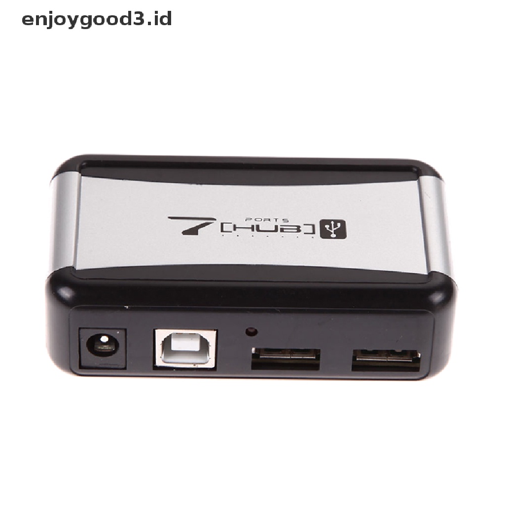 Hub 7 Port Usb Kecepatan Tinggi Dengan Kabel Adapter Eu / Us Plug Untuk Pc Laptop