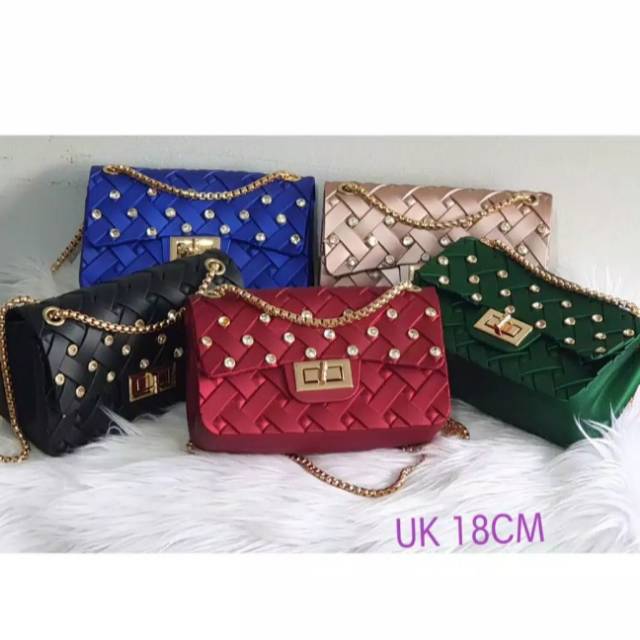 Tas Jelly Matte Webe Anyam Diamond Mini Uk 18 cm