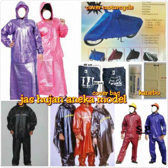 Jas hujan rok/ ponco/ kelelawar / celana / motor / tas