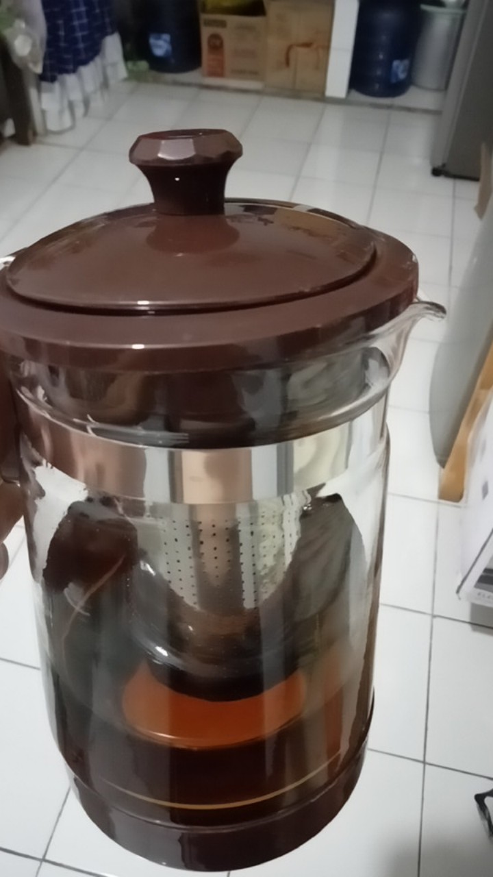 900ml Teko Teh Kopi Dengan Saringan Kaca Tea Pot Glass Infuser Elegan Unik