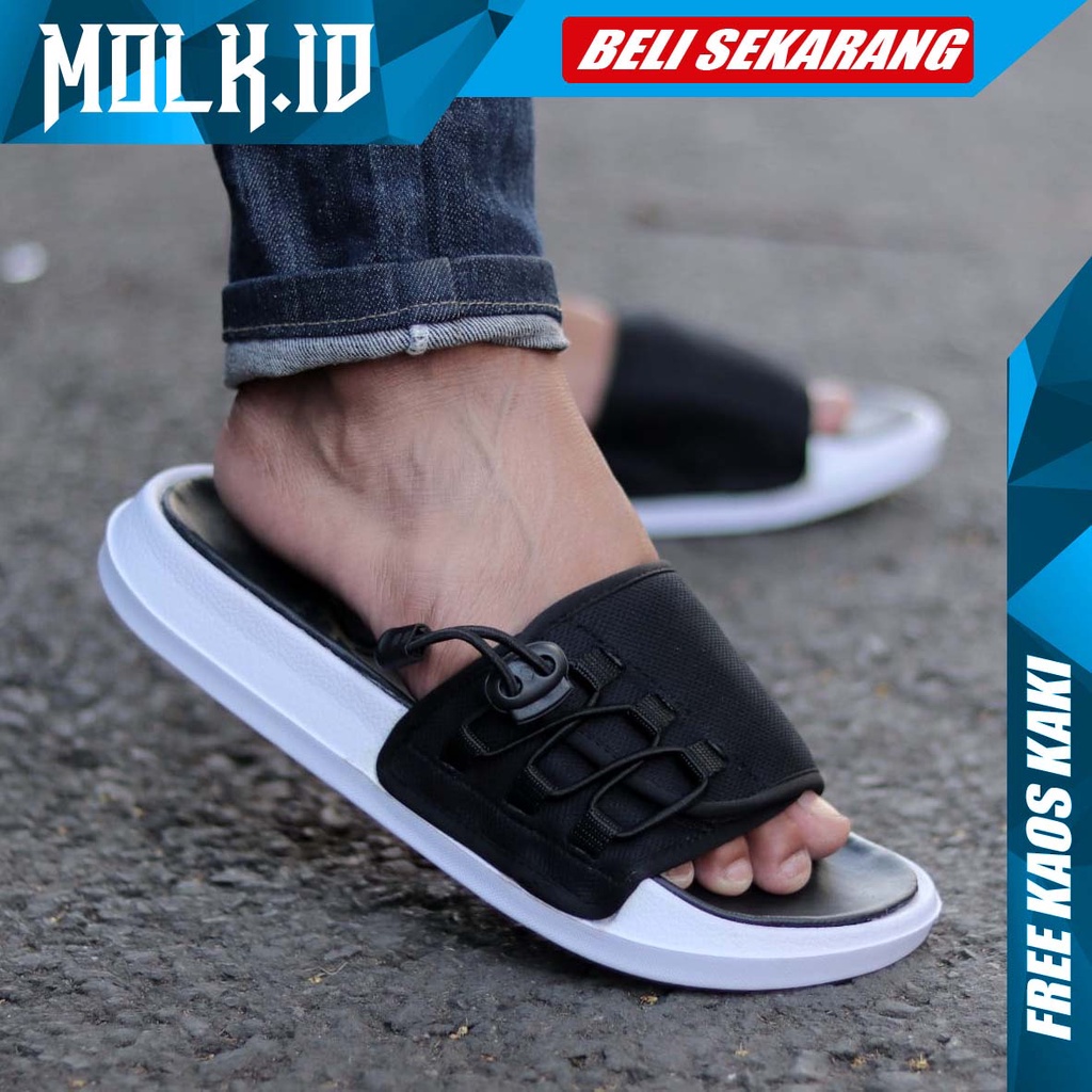 MOLK|Sandal Slide Pria Casual Kasual Simple Murah Branded Sendal Slop Santai Ringan Nyaman Anti slip